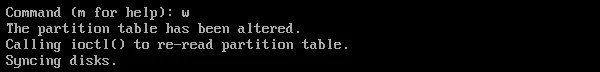 fdisk writing partition table to disk